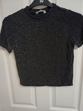 Preloved Ladies Candy Couture Black Sparkle Tunic Top Size 12