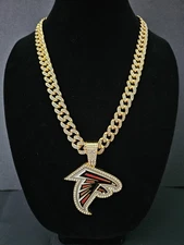 Atlanta Falcons Cuban Link Chain Luxury Iced Out Crystal 24" Necklace 6