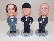 Nice! HARRAH'S CASINO "Three Stooges" COMPLETE SET 3 BOBBLEHEADS Larry Curly Moe