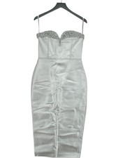 Karen Millen Bodycon Midi Dress M in Silver RRP £139