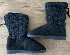 Muk Luks Cozy Slipper Booties Black Vegan Size 8 NWOT