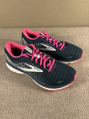 Brooks Ghost 13 Shoes Womens Size 9.5 Navy Pink Running Cushion Neutral Sneakers