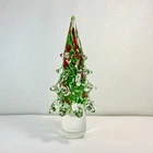 VTG LARGE Art Glass Murano-Style Christmas Tree 12" Red Green White China-made