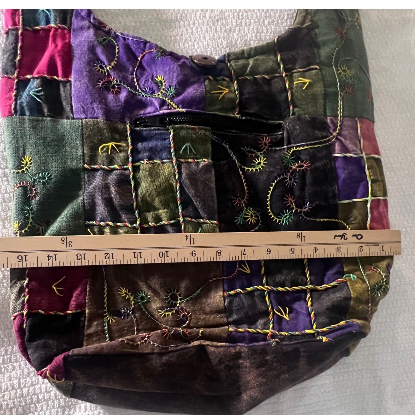 Rising International Patchwork Hobo Boho Bag Colo… - image 6