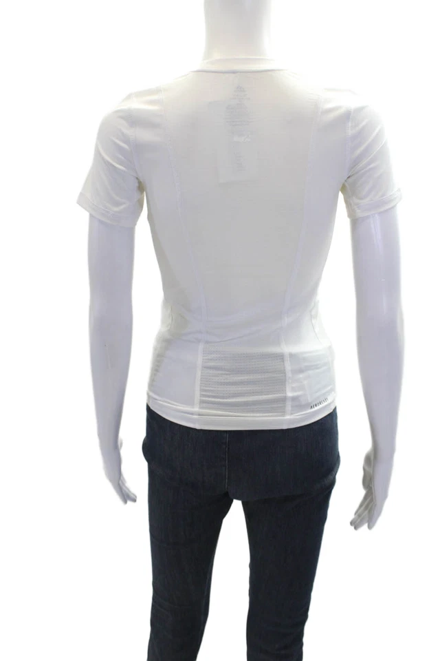 Adidas Boys Perforated Round Neck Short Sleeve Athletic Shirt White Size M - Image 3 of 4