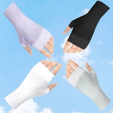 Half Finger Driving Mittens Sunscreen Fingerless Gloves Solid Color Soft DIY ☾