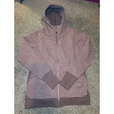 Lululemon Scuba Hoodie Jacket Classic Cotton Stripe Heathered Antique Bark Sz 12