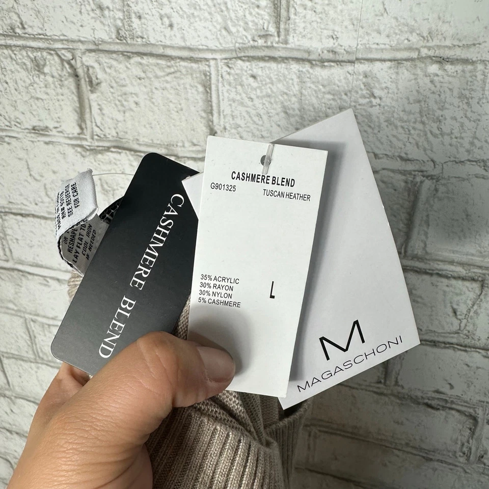 Vestido Magaschoni Suéter Tejido Cachemir Ajuste y Acampanado Tostado Marrón Toscano NUEVO CON ETIQUETAS L Foto 2 de 4