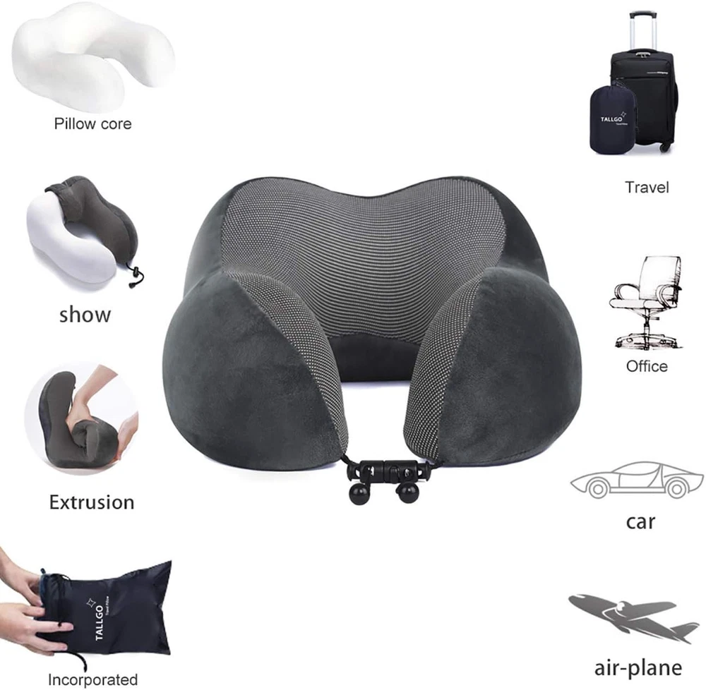 Travel Pillow, Best Memory Foam Neck Pillow Head Support Soft Pillow for Slee...