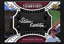 2007 UD Sweet Spot Classic Steve Carlton Black Leather Silver Ink Auto /32 RP142
