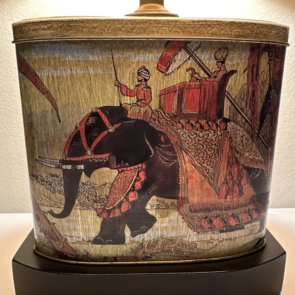 Indian Tin Tea Lamp Library Study Reading Room  Elephant Mid Century 17x7x3” - Image 3 of 4