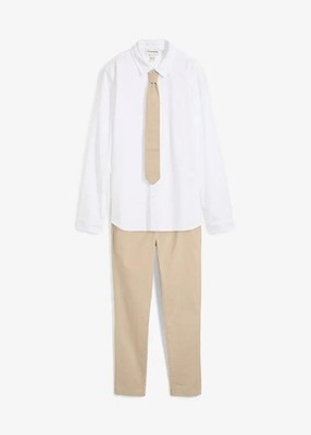 Neu TF 2-tlg Set Langarmhemd und Krawatte Gr. 176/182 Weiß Sand Hemd Shirt