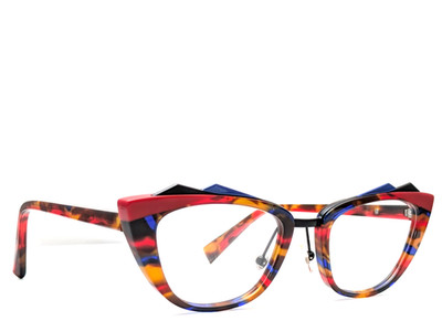 Alain Mikli Red Blue Havana Mosaic Women's Eyeglasses Frames Cat Eye