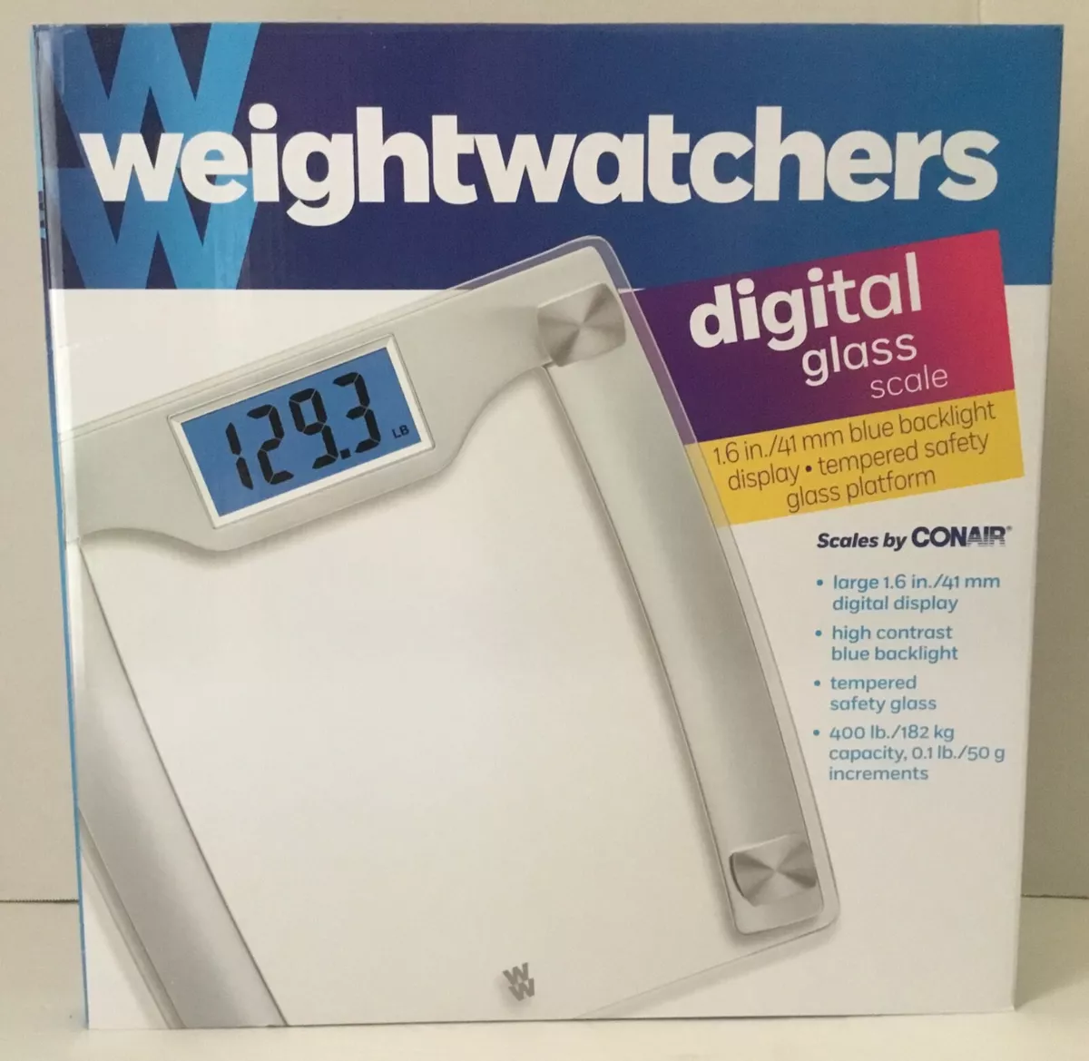 NEW CONAIR WEIGHT WATCHERS GLASS ELECTRONIC SCALE - health and