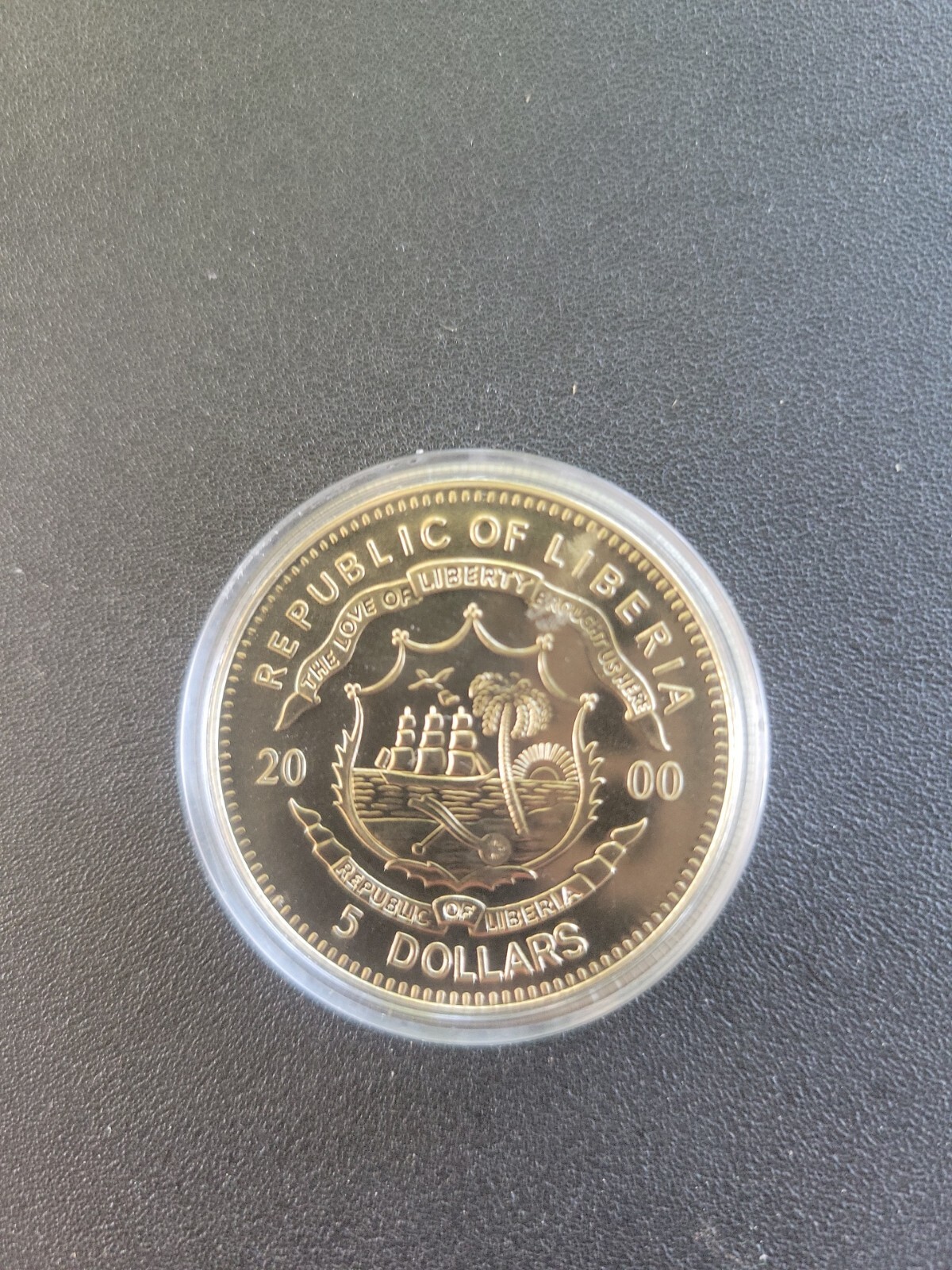 2000 LIBERIA Republic 5 DOLLARS Coin STATUE Of LIBERTY UNC COA 2000-liberia-republic-5-dollars-coin-statue-of-liberty-unc-coa