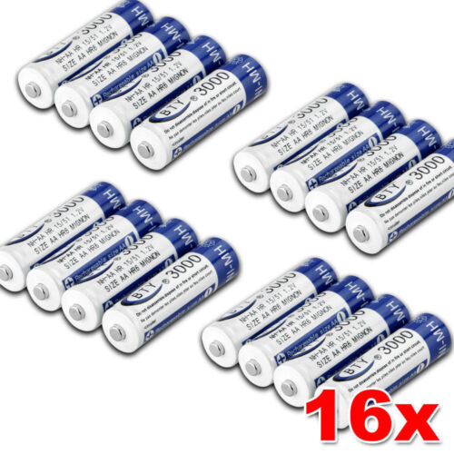 16 pcs AA Rechargeable battery batteries Bulk Nickel Hydride NI-MH 3000mAh 1.2V - Picture 1 of 6