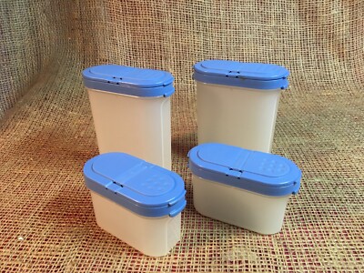 Set of 4 Tupperware,Modular Mates-Spice Containers/Blue Shaker Lids #1846 & 1843
