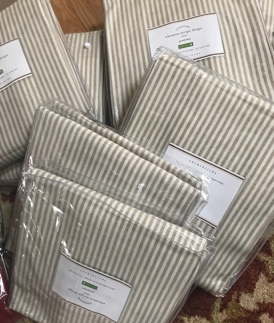 Pottery Barn Set 2 Wheaton Stripe Drape Neutral 50x 96l Curtain