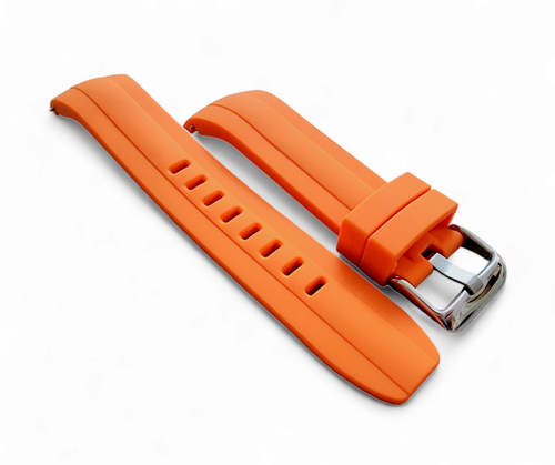Correa de reloj de buceo de goma de silicona con extremo curvo 22 mm negro gris naranja azul - Imagen 15 de 17