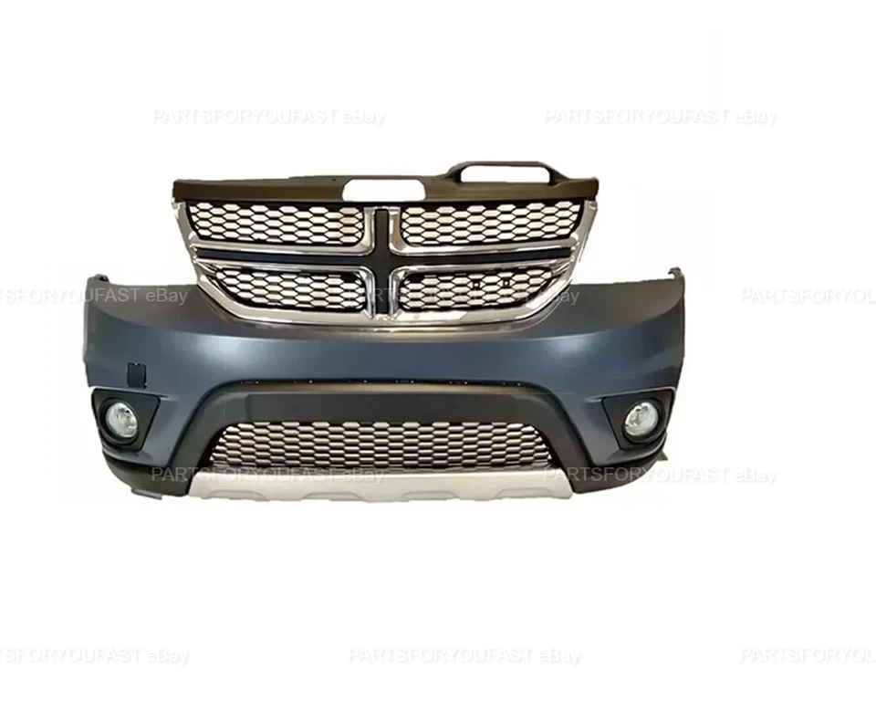 2011 - 2019 Dodge Journey Front Bumper Cover Assembly Complete with grill, fogs - Image 2 of 4