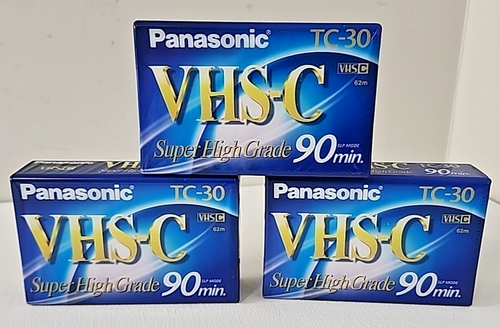 3-Pack Panasonic TC-30 VHS-C 90 Minute Camcorder Tapes Sealed Super High Grade