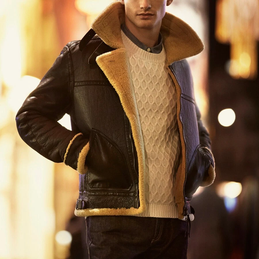 Belstaff Shoreham Shearling Jacket 40 Large Leather Sheepskin