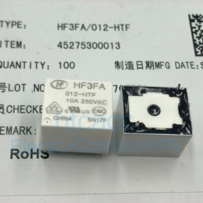 10PCS HONGFA HF3FA 012-HTF 12VDC 10A 250VAC Power Relay 4 Pins