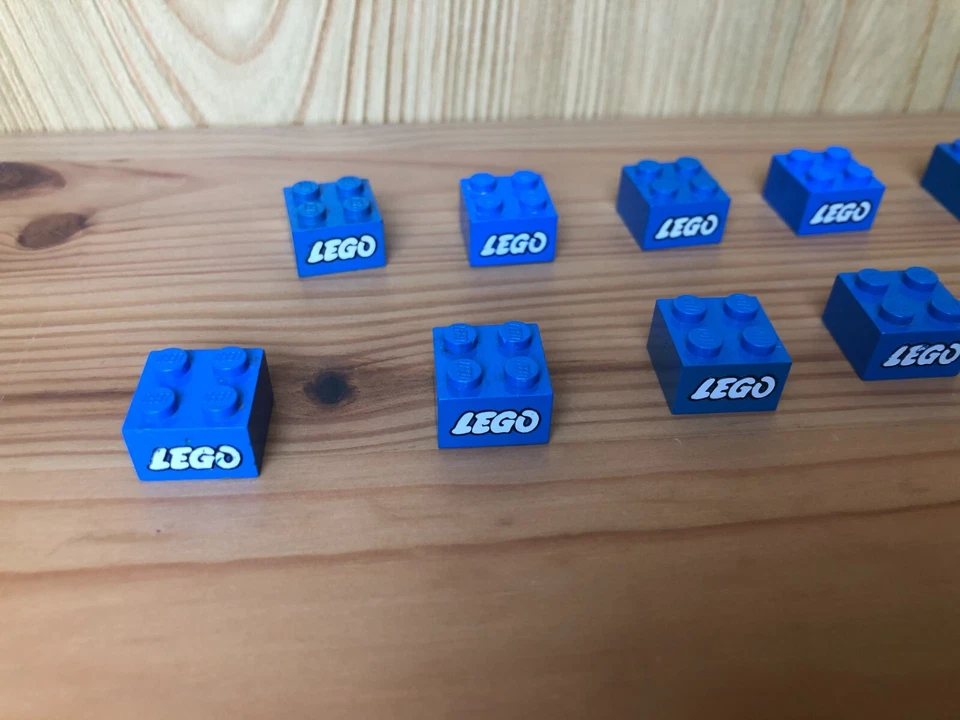 Lego 10x 3003pb008 Brick 2x2 with Lego pattern blau blue printed set 682 604 410 - Bild 3 von 4