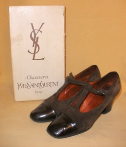 Vintage YSL T Strap Mary Jane Heels Magali Design Brown Suede & Leather 7.5 AA | eBay
