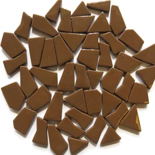 Coffee Brown Odd Cut Shaped Glass Mosaic Tiles - 25 Tiles-Size 3/8 to 1 inch