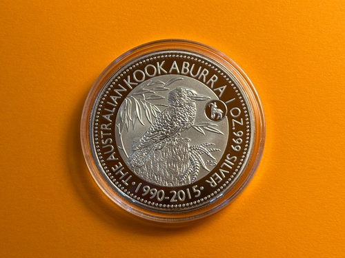 2015 Australian Kookaburra 1 oz silver coin with goat privy - 25th anniversary!