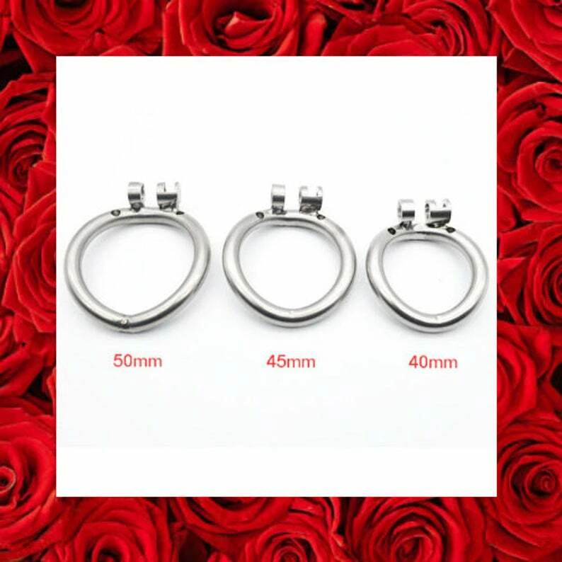 Dispositivo de castidad para hombres Jaula de castidad de acero inoxidable Bloqueo de anillo Cerradura de pájaro de metal Foto 4 de 4