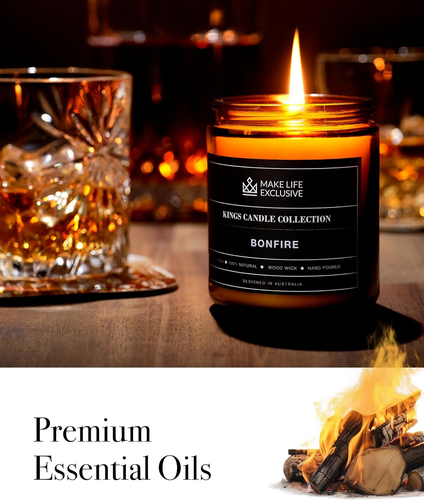 Scented Candles for Men | Bonfire, Mahogany Teakwood Candles Scented | Wood Wick - Picture 6 of 12