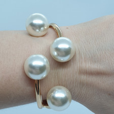 Bracciale donna  oro sfere perle giganti braccialetto regalo ragazza nuovo