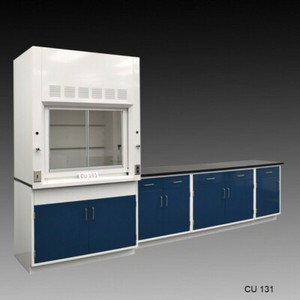Fisher American 4' Fume Hood w/ General Storage &9' Laboratory Cabinets /E1-671A