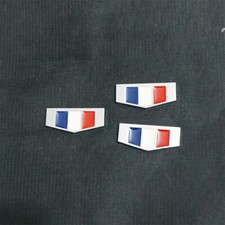 3x Silver Chrome France Flag Metal Badge Emblem Decal Sticker Hybrid Wheel Turbo