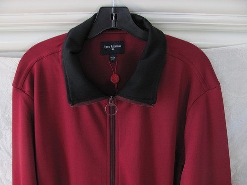 True Religion Foil Racer Stripe Track Jacket- Oxblood/Maroon-Size XL -NWT $149 - Picture 6 of 10