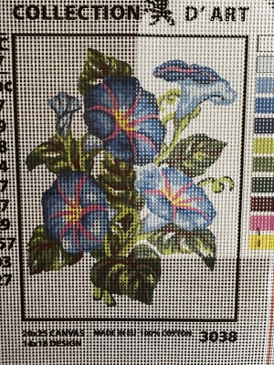 Printed needlepoint tapestry   20x25 Cm  Rto Canvas Only Morning Glories