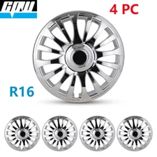 16" 4PC Set Chrome Wheel Covers Snap On Full Hub Caps For R16 Tire & Steel Rim