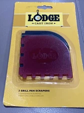 Lodge Pan Grill Grate Scrapers.2 Handheld Polycarbonate Cast Iron Pan Cleaners.