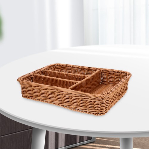 Wicker Serving Tray Rattan Storage Baskets Kitchen Drawer Organizer