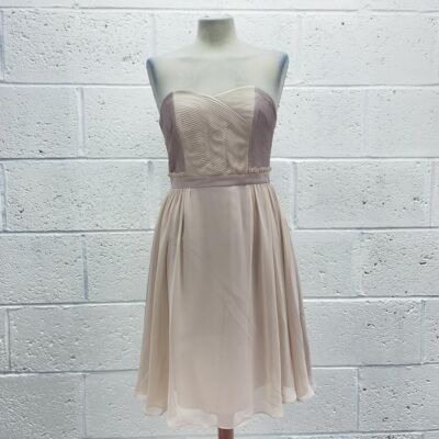 COAST NUDE BLUSH MINU KLEID SATIN BANDEAU CHIFFON FLARE ROCK Y2K PREMIUM UK 10