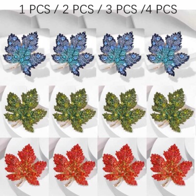 1/2/3/4xVintage Maple Leaf Crystal Corsage Brooch Pin Badge Lapel Women Jewelry