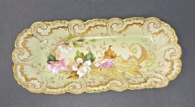 Limoges AK/CD Klingenberg Dwenger France Factory Decorated Celery Tray 12''