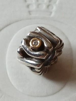 Original Pandora Charm, bicolor, 585er Gold, retired, 2 Diamanten 