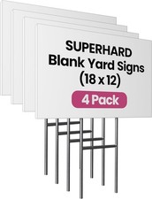 PartyPrints 4 Pack 18 x 12 White Blank Yard Signs with Metal Stakes, Waterproof