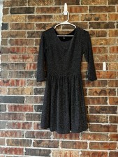 Forever 21 Dress Womens Medium Black W/Silver - Long Sleeves M