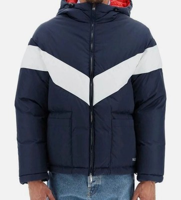 Valentino Men Blue Hooded Padded Down Zip-up Winter Puffer Jacket