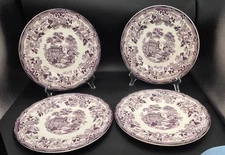 Royal Staffordshire Clarice Cliff Tonquin Plum Purple Dinner Plate 10" Set of 4