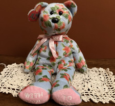 Ty Beanie Babies 2.0 Motherly Bear Floral Pattern Pink Ribbon 2008 Plush
